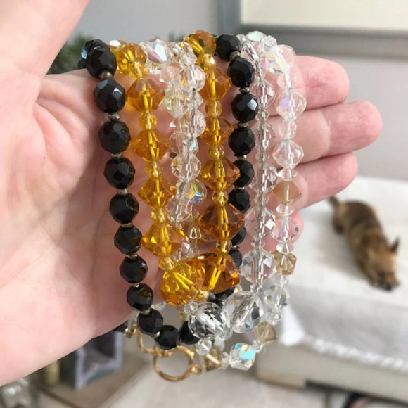 Upcycled Vintage Four-Strand Necklace, Mixed Beads, Czech Glass - Picture 2 of 7